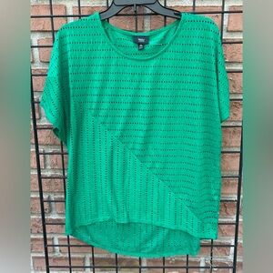 Massimo Green Eyelet Short Sleeve Top